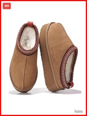Genuine Leather Slippers Warm Shearling Memory Foam Non-Slip Women's